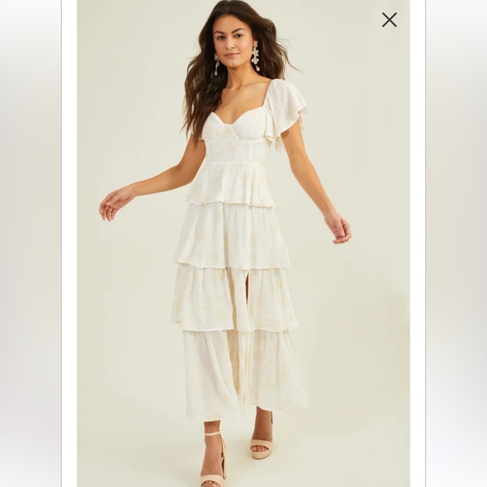 Altar’s State White Layered Maxi Dress